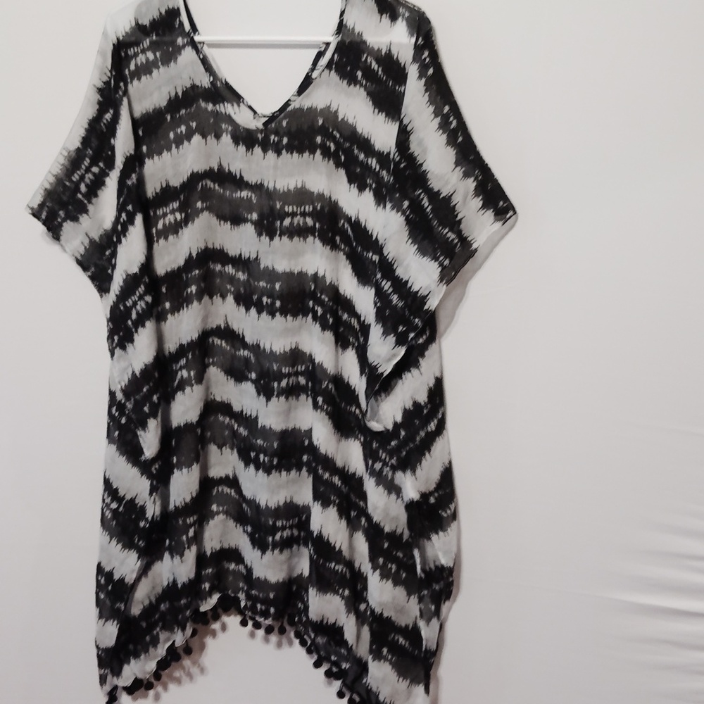 Women's black and white cover up
